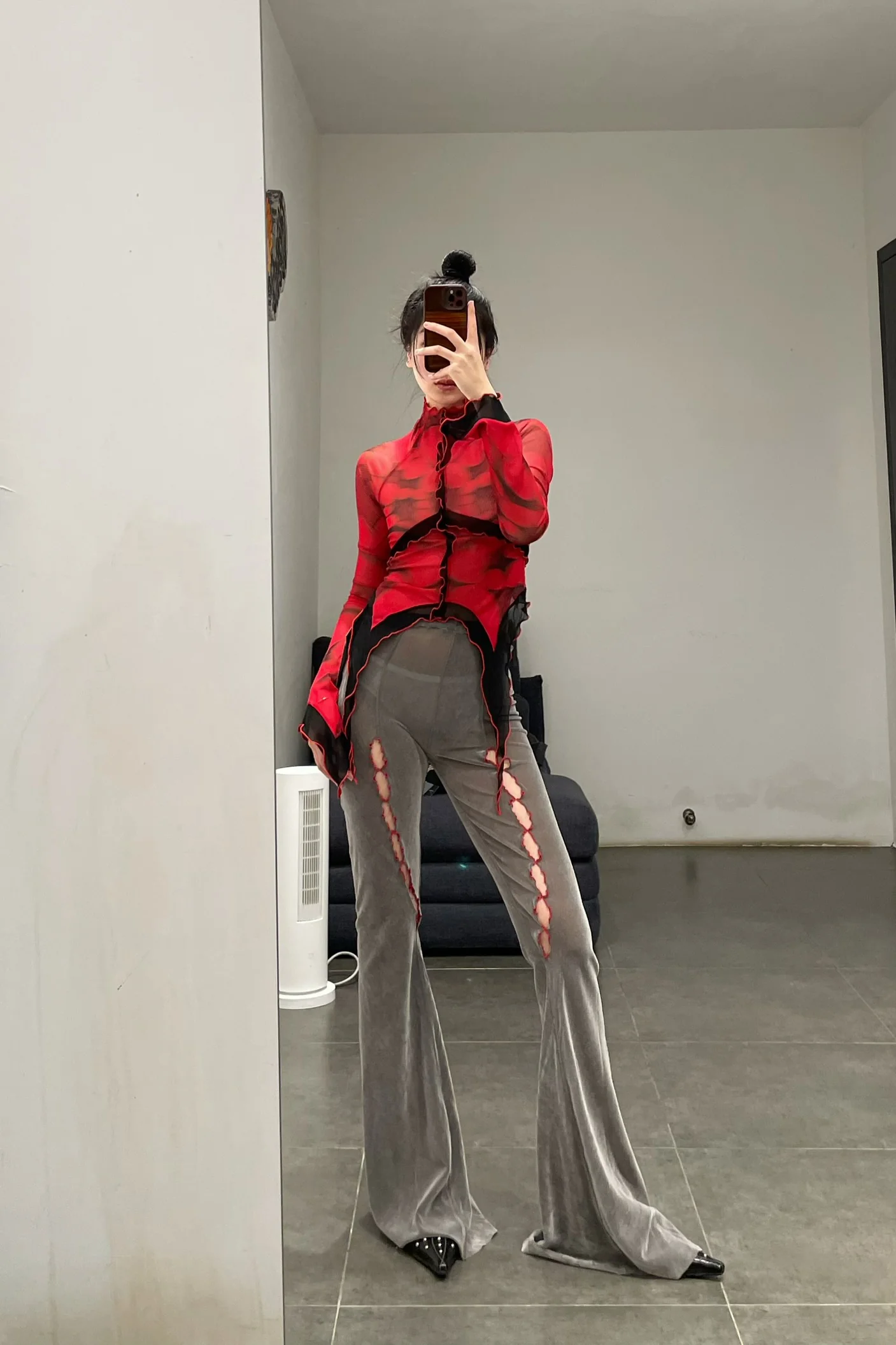 RUI mesh long-sleeved top RSS24WV05 Rubyw/Print red/print - Image 10