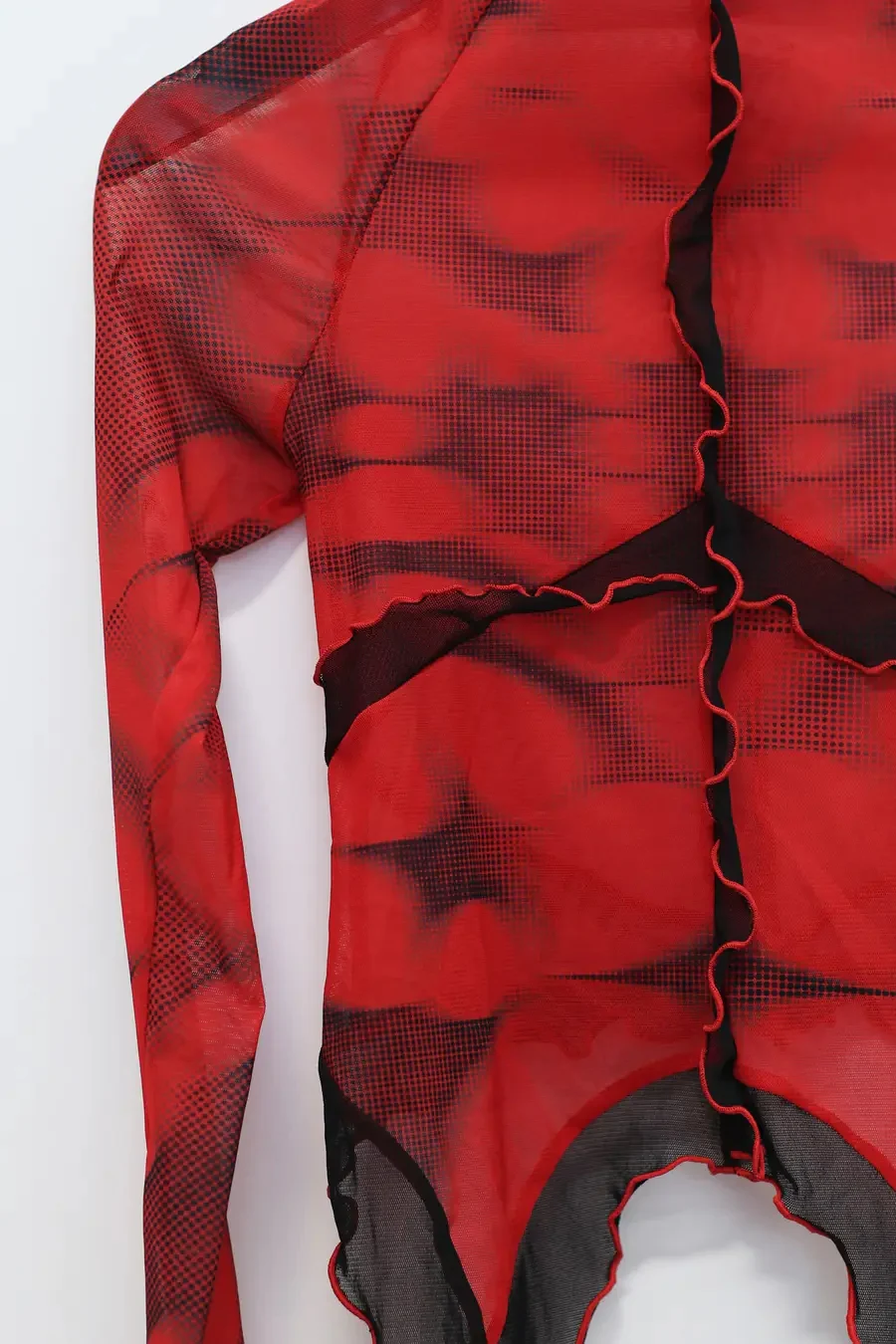 RUI mesh long-sleeved top RSS24WV05 Rubyw/Print red/print - Image 2