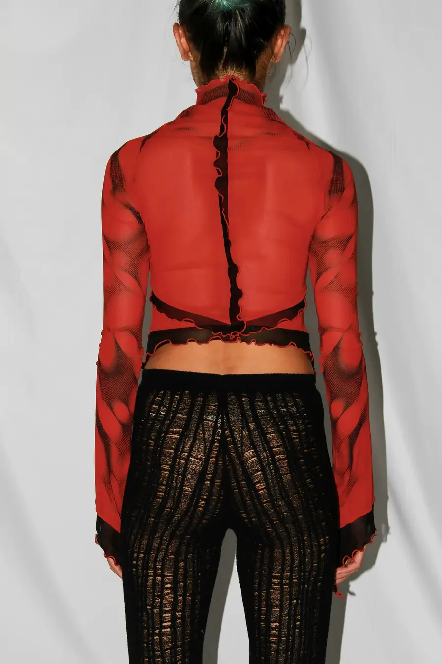 RUI mesh long-sleeved top RSS24WV05 Rubyw/Print red/print - Image 6
